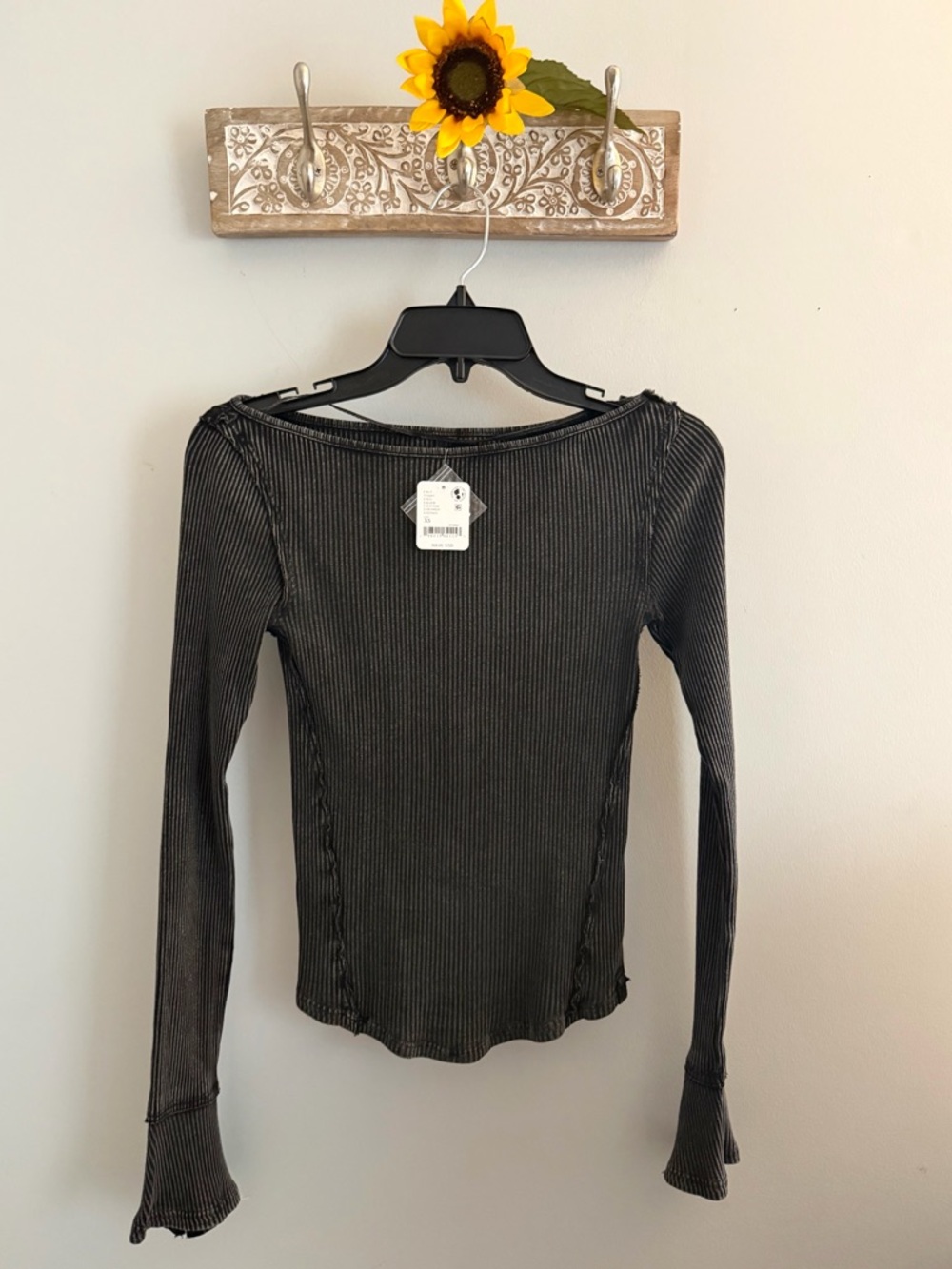 FREE PEOPLE We The Free Soul Sister Ribbed Top Black NWT Size XS - Picture 2 of 16